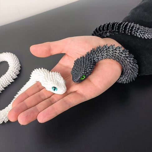 2PCS 18'' 3D Printed Snake,3D Printed Animals,Like Movable Snake Realistic Slithering Design (Gold and Blue Silver) in Kuwait
