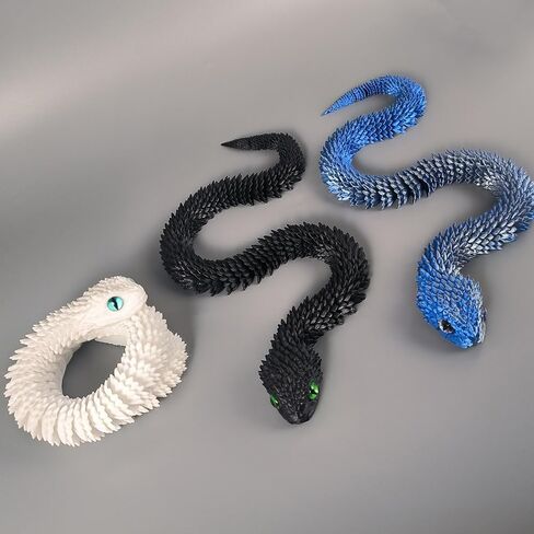 2PCS 18'' 3D Printed Snake,3D Printed Animals,Like Movable Snake Realistic Slithering Design (Gold and Blue Silver) in Kuwait