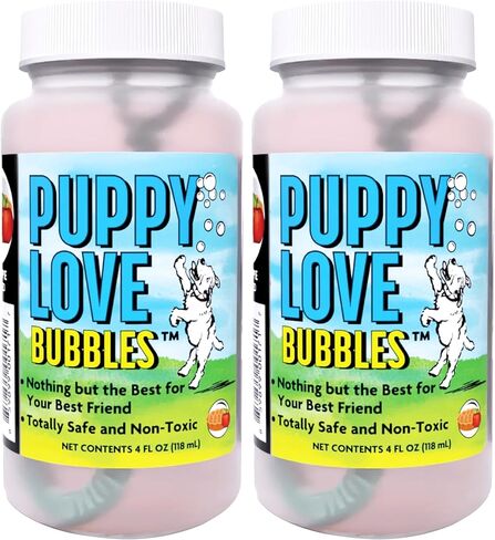 الفقاعات الذرية: فقاعات الحب الجرو: عبوة من قطعتين معطرة بكعكة عيد الميلاد - زجاجات سعة 4 أونصة، لعبة تفاعلية للكلاب، آمنة للحيوانات الأليفة، غير سامة، داخلية/خارجية، تدوم طويلاً in Kuwait