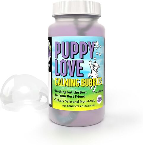 الفقاعات الذرية: فقاعات الحب الجرو: عبوة من قطعتين معطرة بكعكة عيد الميلاد - زجاجات سعة 4 أونصة، لعبة تفاعلية للكلاب، آمنة للحيوانات الأليفة، غير سامة، داخلية/خارجية، تدوم طويلاً in Kuwait