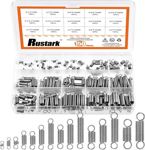 100Pcs 25 Sizes Stainless Steel Extension Spring Assortment Kit Extension and Compression Springs Mechanical Springs with Hook End Small Spring Tension Spring for Shop Home Repairs DIY in Saudi Arabia