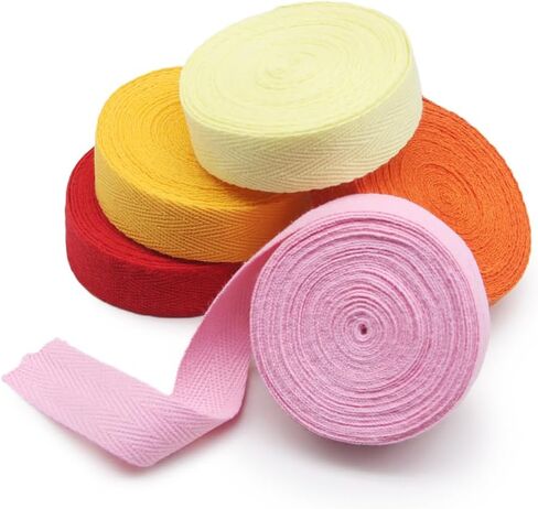 SEMINI 21 Mixed Color 42 Yards Twill Cotton Ribbon Herringbone Bias Tape Natural Webbing Tape for Sewing Binding Gift Wrapping DIY Crafts Sewing Home Decoration (3/8inch(1cm)) in Kuwait
