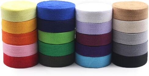 SEMINI 21 Mixed Color 42 Yards Twill Cotton Ribbon Herringbone Bias Tape Natural Webbing Tape for Sewing Binding Gift Wrapping DIY Crafts Sewing Home Decoration (3/8inch(1cm)) in Kuwait