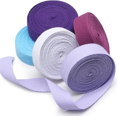SEMINI 21 Mixed Color 42 Yards Twill Cotton Ribbon Herringbone Bias Tape Natural Webbing Tape for Sewing Binding Gift Wrapping DIY Crafts Sewing Home Decoration (3/8inch(1cm)) in Kuwait