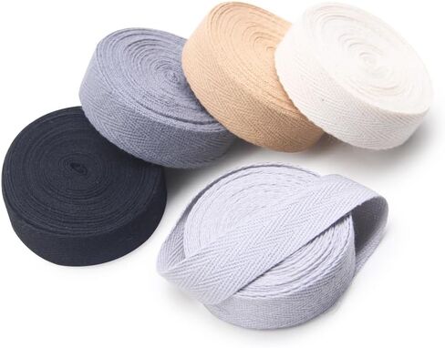 SEMINI 21 Mixed Color 42 Yards Twill Cotton Ribbon Herringbone Bias Tape Natural Webbing Tape for Sewing Binding Gift Wrapping DIY Crafts Sewing Home Decoration (3/8inch(1cm)) in Kuwait