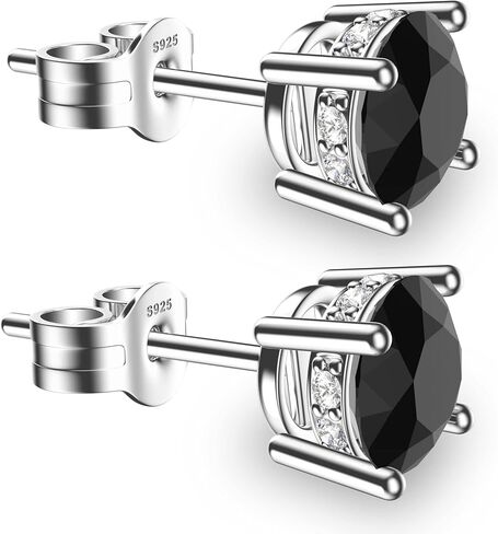 NEOSHOW 18K White Gold Plated Round Cubic Zirconia Simulated Diamond Stud Earrings Solid Sterling Silver Post 6 Prong Sparkly CZ Studs Earrings for Women Men in Kuwait