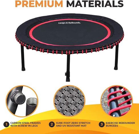 Leaps and ReBounds Mini Trampoline for Adults And Kids - Rebounder with Online Workout Videos - For Outdoor Games, Fitness, and Recreational Activities - Safe, Quiet, Durable Cardio Exercise Equipment in Saudi Arabia