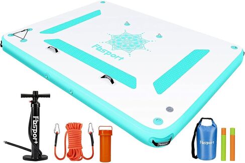 FBSPORT Inflatable Floating Dock, 6ft/ 8ft/10ft Inflatable Water Platform Swim Dock Mat with None-Slip Surface,6 Inch Thick PVC Construction,Floating Platform for Pool Beach Ocean in Saudi Arabia