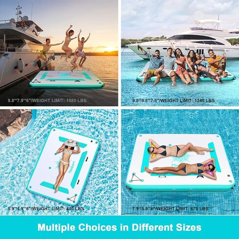 FBSPORT Inflatable Floating Dock, 6ft/ 8ft/10ft Inflatable Water Platform Swim Dock Mat with None-Slip Surface,6 Inch Thick PVC Construction,Floating Platform for Pool Beach Ocean in Saudi Arabia