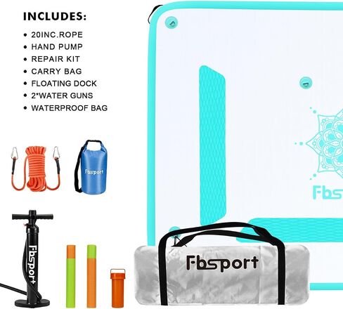 FBSPORT Inflatable Floating Dock, 6ft/ 8ft/10ft Inflatable Water Platform Swim Dock Mat with None-Slip Surface,6 Inch Thick PVC Construction,Floating Platform for Pool Beach Ocean in Saudi Arabia