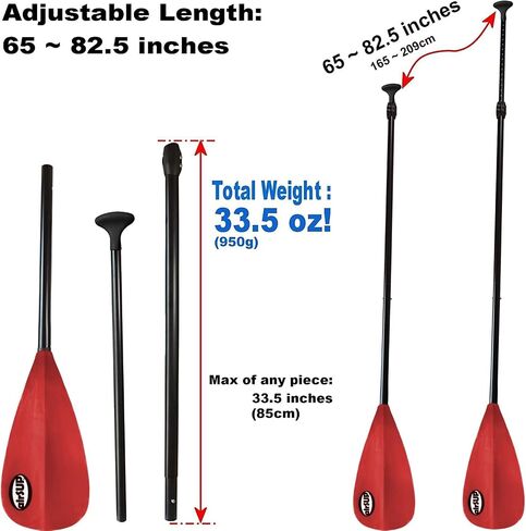 Tough 3 Piece Compact Paddle for Inflatable SUP Light 33oz with NO TWIST - Oval Shaft by airSUP in Saudi Arabia
