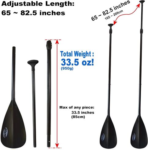 Tough 3 Piece Compact Paddle for Inflatable SUP Light 33oz with NO TWIST - Oval Shaft by airSUP in Saudi Arabia