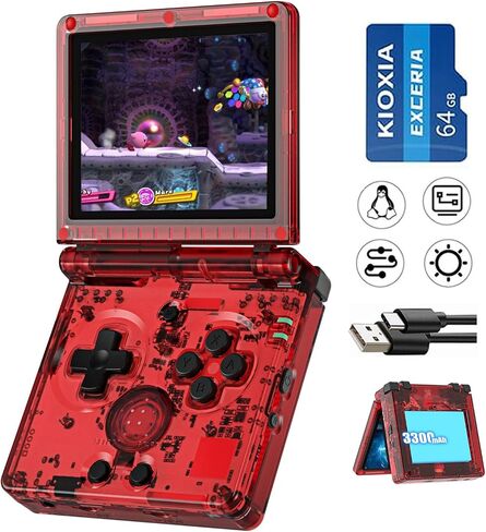 RG35XXSP Flip Portable Retro Retro Handheld Game Console ، RG35XXSP 3.5 بوصة نظام IPS شاشة Linux مع بطاقة 64G TF تم تثبيتها مسبقًا 5532 لعبة ، وحدات التحكم في ألعاب CLAMSHELL تدعم 5G WIFI Bluetooth HDMI XXSP in Kuwait