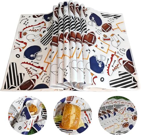 100Pcs Wax Paper Sheet Deli Paper Soccer Pattern,12"x12" For Food,Soccer Party Decorations,Soccer Party Decorations Burrito Wrappers Food Waterproof Oil-Proof Picnic Basket Liners in Saudi Arabia