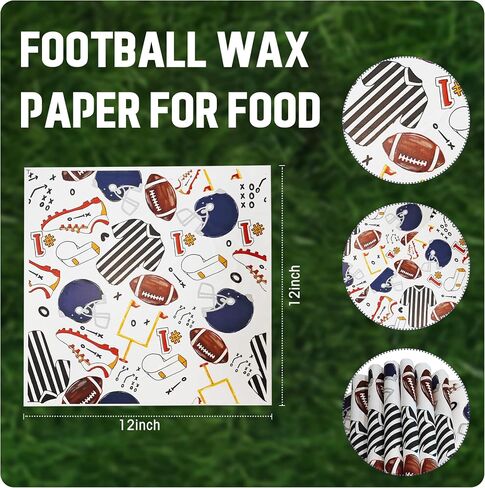 100Pcs Wax Paper Sheet Deli Paper Soccer Pattern,12"x12" For Food,Soccer Party Decorations,Soccer Party Decorations Burrito Wrappers Food Waterproof Oil-Proof Picnic Basket Liners in Saudi Arabia