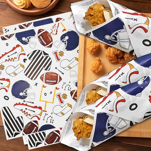 100Pcs Wax Paper Sheet Deli Paper Soccer Pattern,12"x12" For Food,Soccer Party Decorations,Soccer Party Decorations Burrito Wrappers Food Waterproof Oil-Proof Picnic Basket Liners in Saudi Arabia