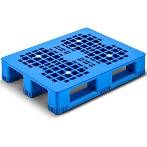 Plastic Pallet 32 x 24 x 6 Inch Blue Polyethylene Pallet Breathable Grid Lightweight Storage Pad for Wet Basement Floor Storage Outside Supermarket Garage (Static Load 3 Tons Style) in Kuwait