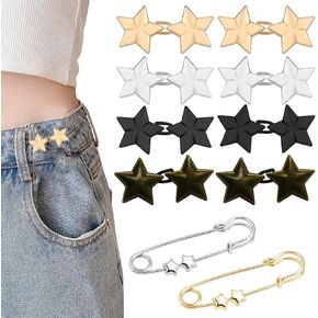 6Pcs Black Elastic Waistband with 12 Buttons, Needles and Thread for Skirt, Maternity Pants Extender, Pants Waist Tightener Kids Waist Adjuster, Adjustable Elastic Waist Extenders Waistband