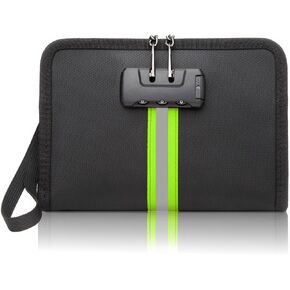 5200℉ Fireproof Waterproof Document Bag with Lock and Zipper,Safe Fireproof Waterproof Money Bag,Suitable for Cash, Mobile Phones, Keys, Credit Cards (Black, M)
