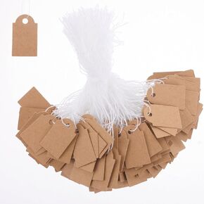 500Pcs White Price Tags with String Attached, 1" Writable Price Tags Blank Display Hang Tags for Retail, Display Label for Clothes Jewelry Tags