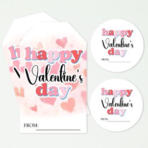 40 Pcs Valentine's Day Round & Rectangle Stickers - Happy Valentine's Day - Heart Gift Tags Envelopes Cards Decoration with 2 Designs for Family Couple Friends - Valentines Party Supplies - A03