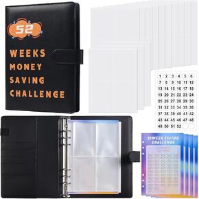 52 Week Money Saving Challenge Binder Budget Binder with Envelopes for Cash Stuffing with Evething Included 52 Pockets and Stickersn and 4 Planning Trackers - Money Organizer for Cash & Budget Planner