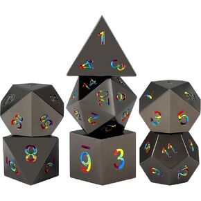 7PCS Metal DND Dice Set,Multiple Color Options for Dungeons & Dragons,D&D,RPG,MTG,Tabletop Games(Red with Golden Rose)