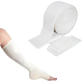 Tubular Bandages Cotton Elastic Support Bandage Size E Washable Compression Bandage Compression Wrap Roll Stockinette Tubing for Legs4''X11 Yards