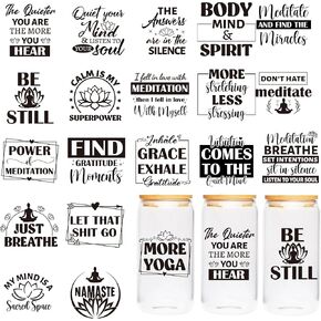 UV DTF Cup Wraps Transfer - 20 Sheet Black Wildflower UV DTF Sticker for Mug, Glass, Furniture, Phonecase, Waterproof Rub on Transfer, Floral, Daisy, Inspirational Words Design, DIY Craft
