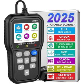 OBD2 Scanner Battery Life Diagnostic Tool and Check Engine Fault Code Reader, Smog Check, Reset I/M Readiness, Live Data Stream and Cloud Print for All OBDII/EOBD+CAN Car/Vehicles After 1996