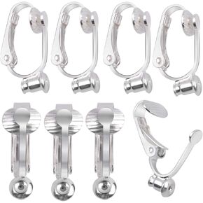 20 قطعة (10 ازواج) اقراط بمشبك من الستانلس ستيل مع عمود للاذن غير المثقوبة يمكنك تركيبها بنفسك - قم بتحويل الاعمدة الى مشابك in Kuwait