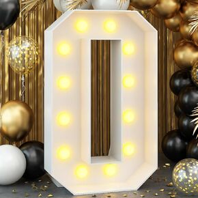 3FT Marquee Light up Number 6 White Marquee Numbers with Lights for Birthday Party Large Mosaic Frame Letter Cardboard Pre-Cut Giant Cut-Out Thick Foam Board Sign Diy Decorations Anniversary