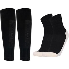 Men's Soccer Non Skid Ball Socks Anti Slip Non Slip Grip Socks, Shin Guard sleeves, Guard Straps for Football