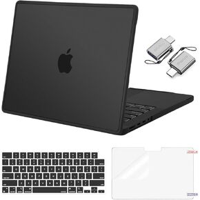MOSISO Compatible with MacBook Pro 14 inch Case 2025-2021 M4 M3 M2 M1 A3112 A3185 A3401 A2918 A2992 A2779 A2442, Soft TPU Frame Bumper Plastic Hard Case&Keyboard Cover&Screen Film&Type C, Rose Pink