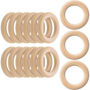 15 PCS حلقات خشبية ، حلقات خشبية طبيعية 2 بوصة للحرف اليدوية ، حلقة ماكرام ، الكروشيه (50 مم) in Kuwait