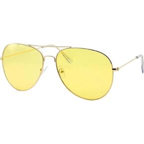 grinderPUNCH Mens Large Aviator Yellow Lens Sunglasses - Colored Tint Lens