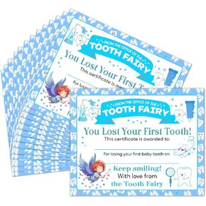 Tooth Fairy Certificate for Girls, 25 Pcs Tooth Fairy Cards, Tooth Fairy Paper Certificate for Kids, Pink Tooth Fairy Report Cards, Tooth Fairy Gifts, Cute Tooth Fairy Receipt Cards, 34