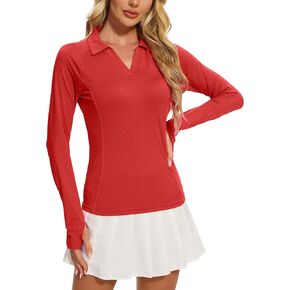 MathCat Women's Long Sleeve Golf Shirts UPF50+ Quickly Dry Tennis Polo Lightweight Sports Athletic Tops in Saudi Arabia