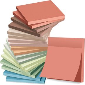 (18 Pack) Sticky Notes 3x3, Vintage Colors, Sticky Pads, Strong Adhesive, Recyclable, Self-Stick Pads, Easy to Post for Home, Office, Notebook
