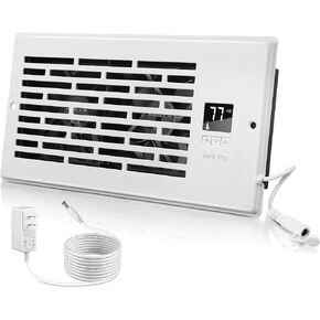Feekoon Quiet Vent Fan Booster, 4" x 10" Smart Register Booster Fan with Fan Booster and Thermostat Control, AC Vent Booster Fan, Heating Cooling AC Vent, Increase Airstream from Registers (2 Pcs)