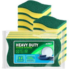 AIDEA Heavy Duty Scrub Sponge-50 Count, Cleaning Sponge, Kitchen Dish Sponge, Effortless Cleaning Eco Scrub Pads for Dishes,Pots,Pans All at Once