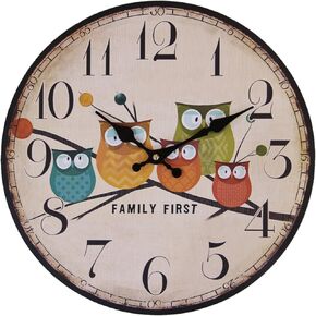 24 Inch Wall Clock Wood Round Silent Non-Ticking Clock Large Rustic Farmhouse Blue Clock with Battery Operated Vintage Decorative Clock for Living Room Kitchen Decor …