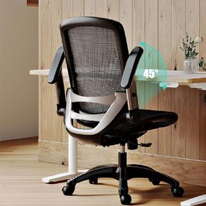 GABRYLLY Ergonomic Office Chair, Mesh Desk Chair - Lumbar Support and Adjustable Flip-up Arms, Soft Wide Seat, 90-120° Tilt, High Back Home Ergonomic Chairs Swivel Task Chair, Easy Assemble