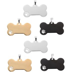 LIOOBO Dog Name Tags: 12Pcs Stainless Steel Dog Engraved Tags, Blank Engraved Pet Tag, Blanks Cat Engraved Tags