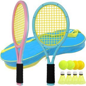 Kids Tennis Racket for Baby,Child and Kids Age 3~15,Toddler Tennis Racket Set Including 4 Shuttlecocks,2 Tennis Balls,2 Foam Balls and 1 Carrying Bag