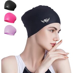 Angel season Swim Caps for Women Silicone Curly Medium Long Hair Swimming Cap Ergonomic Design for Adult Keep Hair Dry