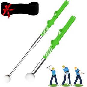 Multifunctional Golf Retractable Swing Trainer simulates Real Swing Feel and Club Weight, Features Ergonomic Grip Correction, Comfortable Non-Slip Grip, Includes a Free arm Band.