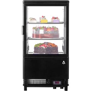 Commercial Countertop Display Refrigerator, 2.1 Cu.Ft Pastry Showcase with Led Lighting, Air-Cooling, Rear Sliding Door for Bakery, Cafe, Restaurant (White)