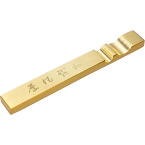 MEGREZ Chinese Calligraphy Paperweight, Brass Desk Paper Weight Holding Paper Flat, Calligraphy Bush Pen Holder Metal Heavy Paperweight for Painting and Drawing, Small (Style 2)