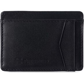 Alpine Swiss RFID Minimalist Oliver Front Pocket Wallet For Men Leather York Collection Soft Nappa Black